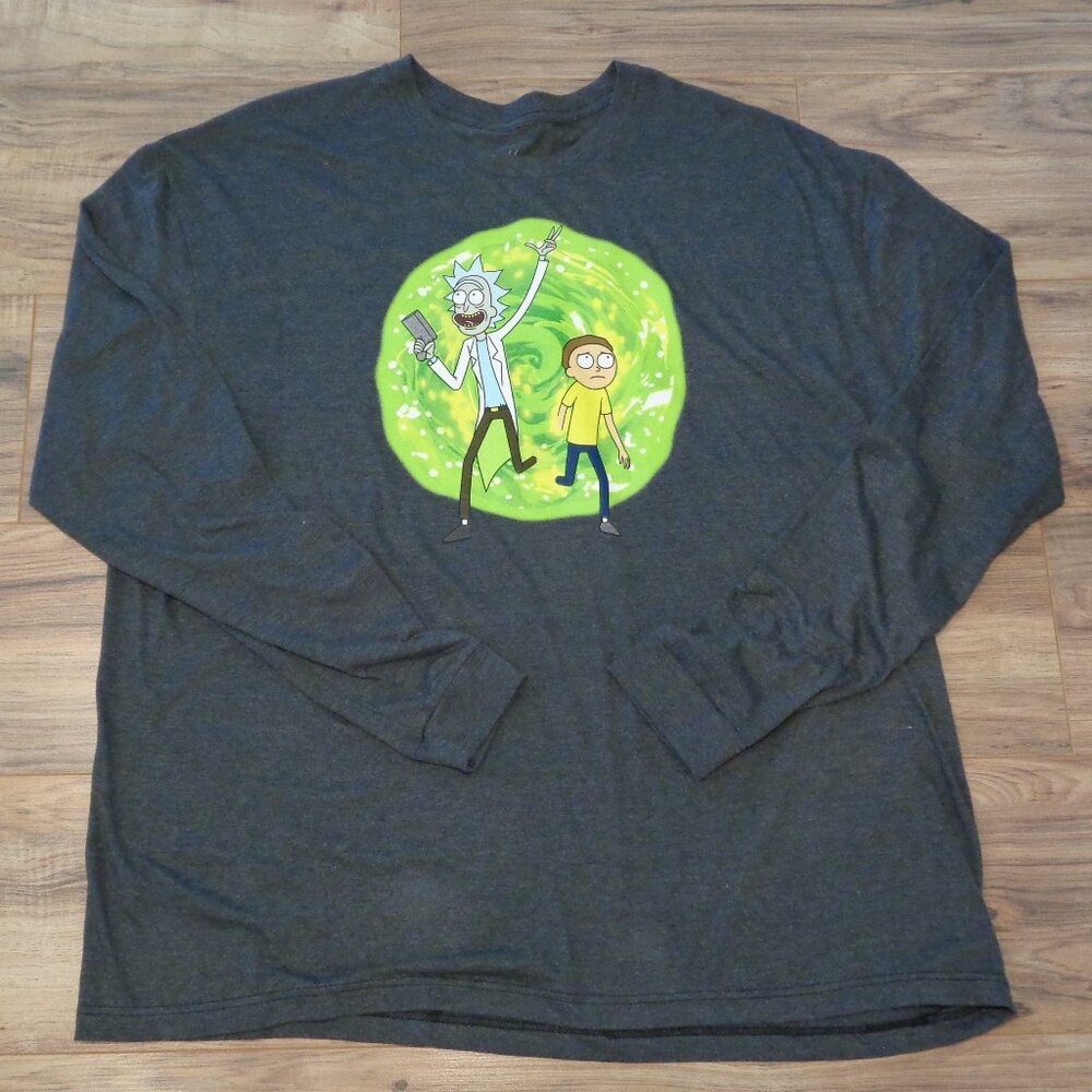 RICK AND MORTY Adult Swim Size 2X Charcoal New Women's Long Sleeve Shirt